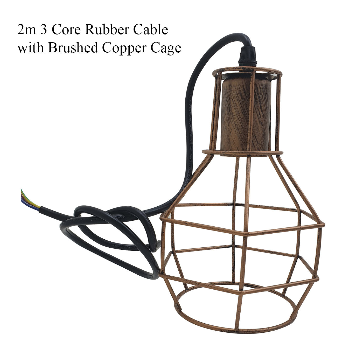 Modern Geometric Cage Pendant Light Brushed Copper ~1322