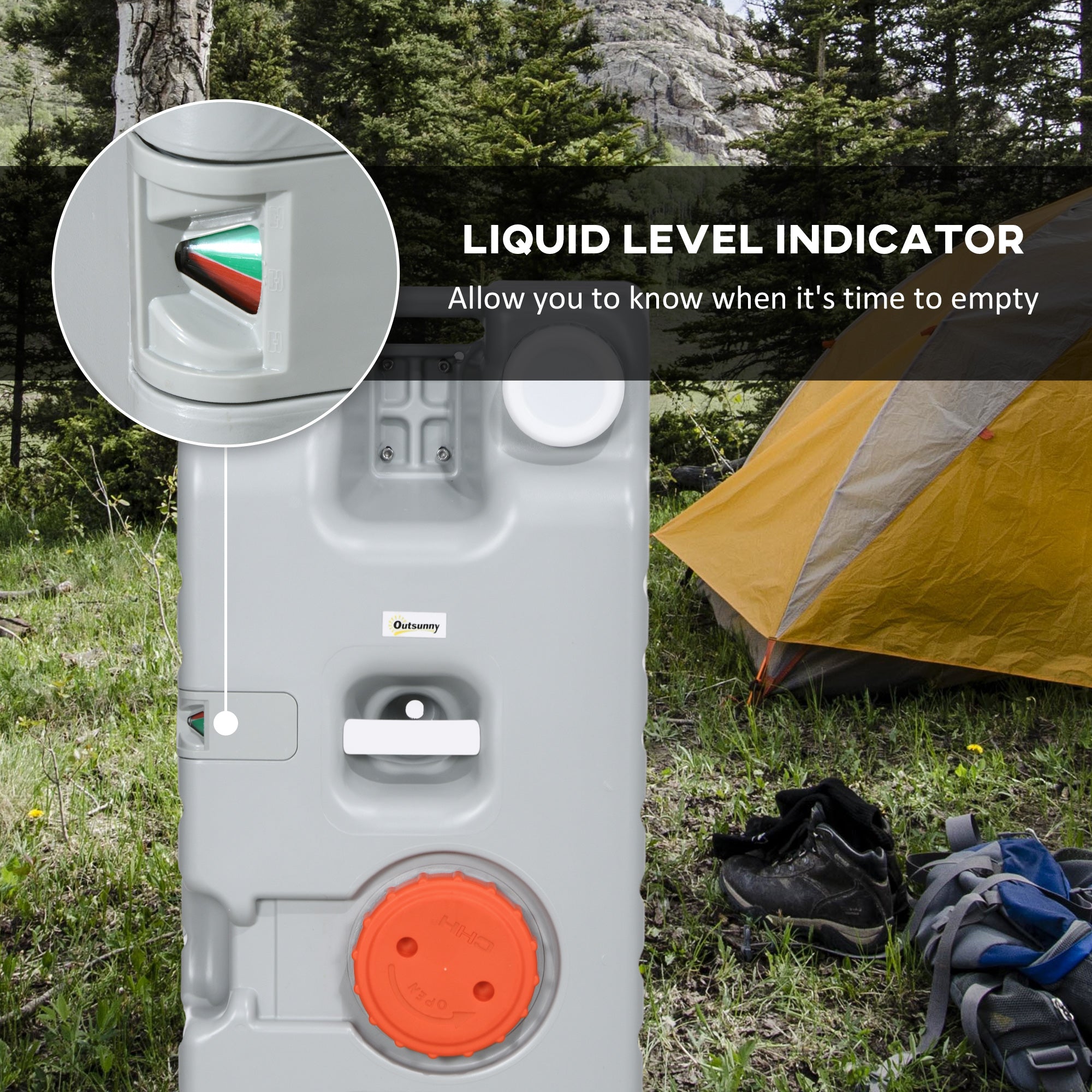 Outsunny RV Portable Waste Water Tank: 19.8 Gallon, with Rotating Drain Spout, Level Indicator, 3 Wheels for Easy Transport 