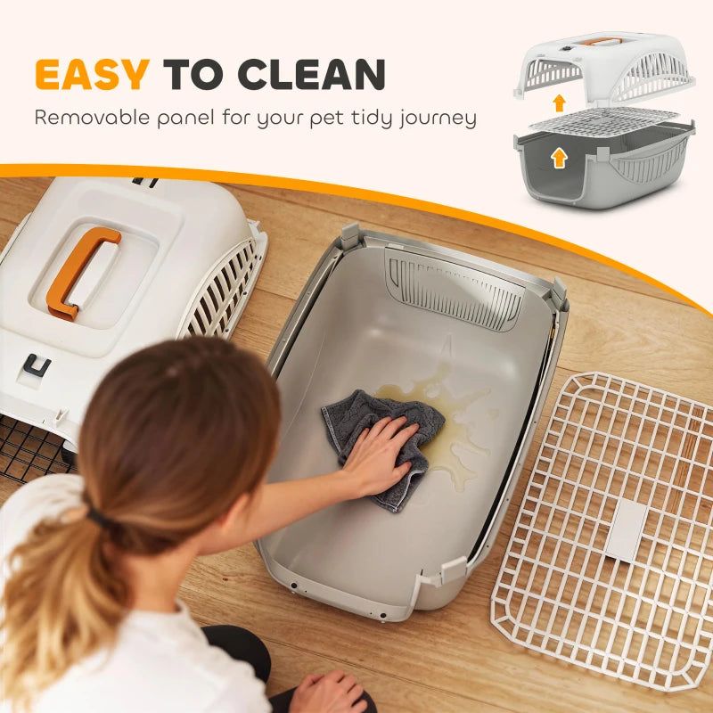 Airline Approved Pet Carrier for Mini Dogs and Cats with Steel Wire Door, Water Bowl, for Car, Airplane, Outdoor