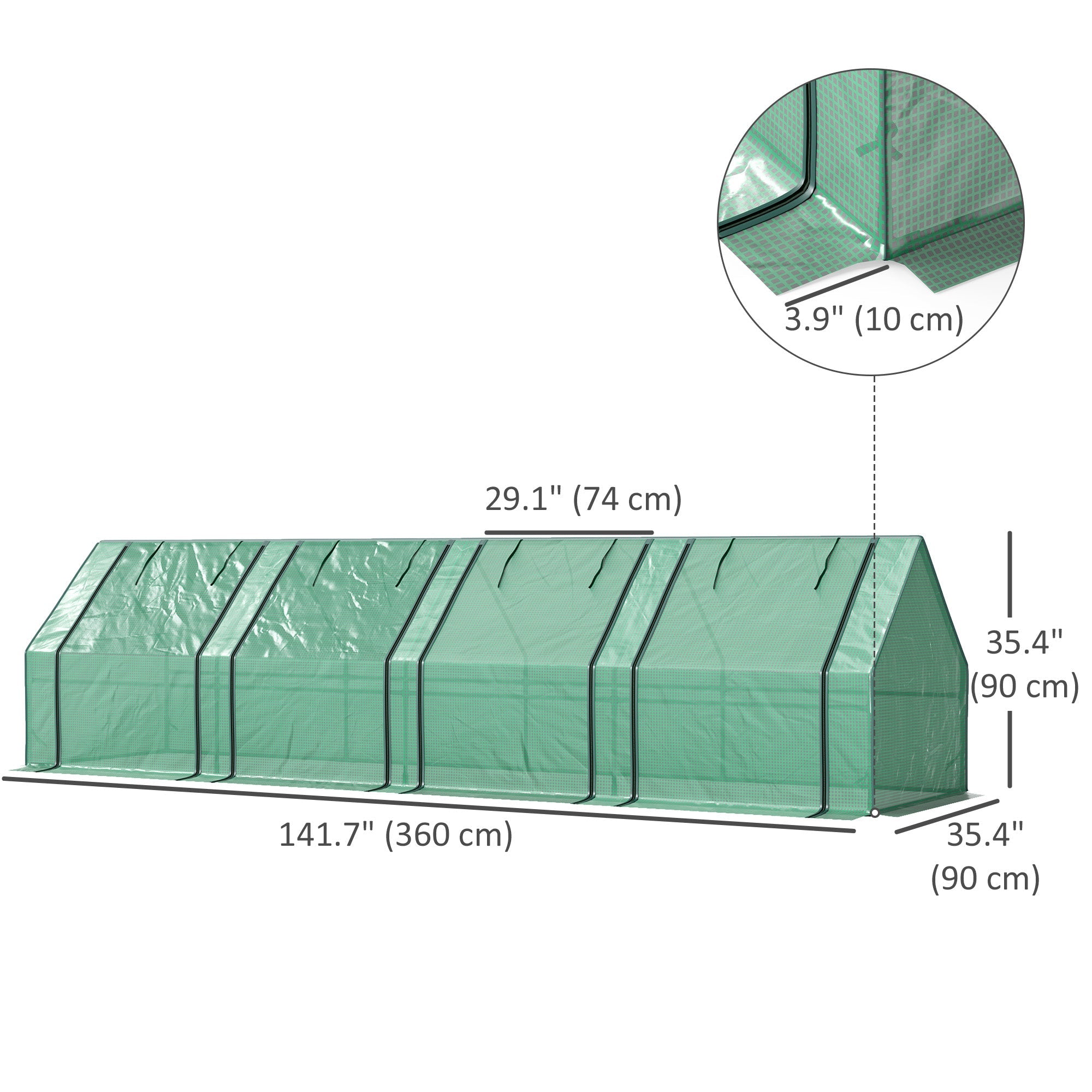 Outsunny Portable Mini Greenhouse Tunnel Growing Tent Plants Flower Warm House w/ Zippered Roll-up Doors, Green 