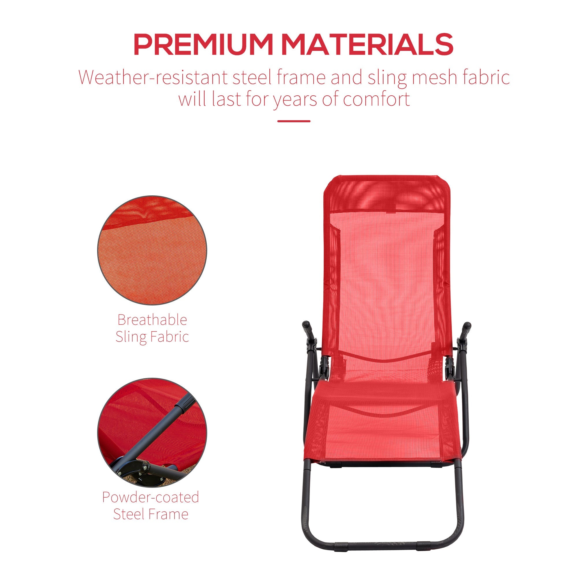 Outsunny Mesh Crimson Bliss: Zero Gravity Recliner Lounge Chair, Folding Rocking Outdoor Chaise for Beach, Poolside, Patio in Red 