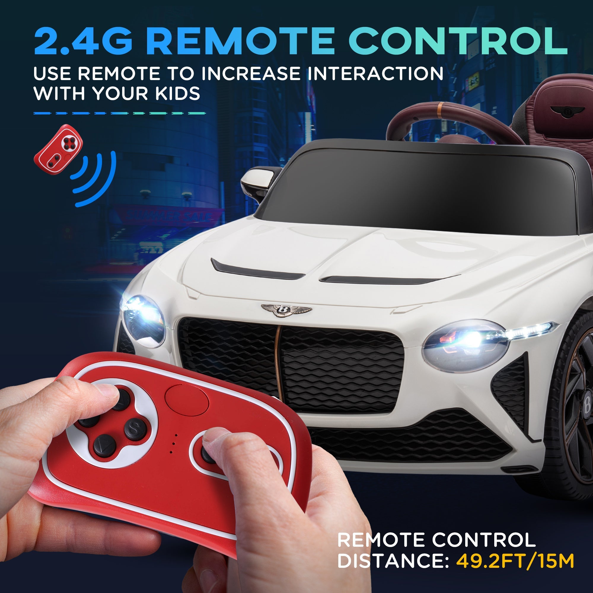 Aosom Kids Ride-On Car: 12V Electric, Butterfly Doors, Remote Control, Portable Battery, White 