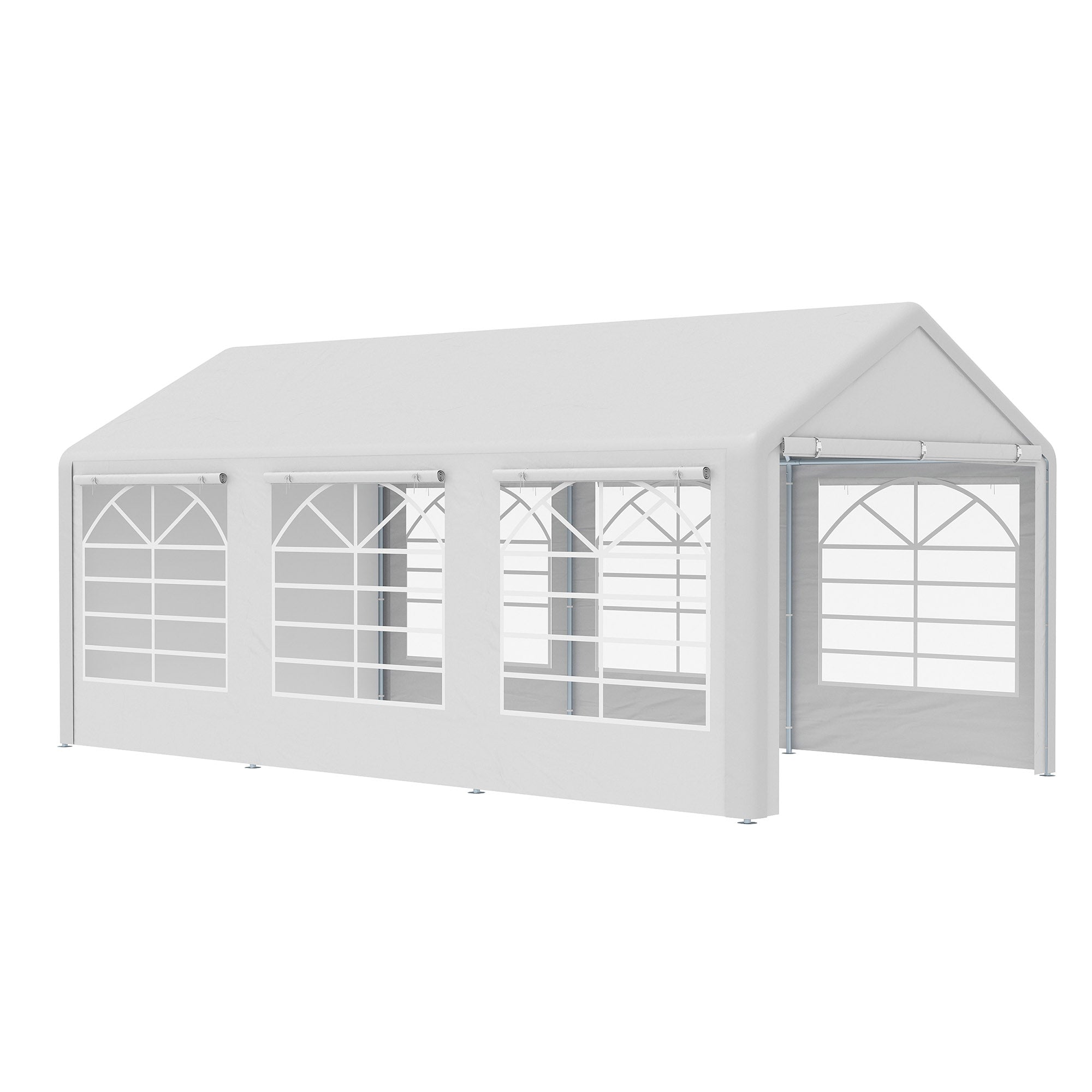 Outsunny 20'x10' Heavy Duty Outdoor Car Canopy Tent Shelter with Water-Resistant Sidewalls White 