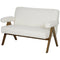 HOMCOM Boucle Fabric 2 Seater Sofa, Small Sofa Loveseat with Thick Padding and Wood Legs, Cream White