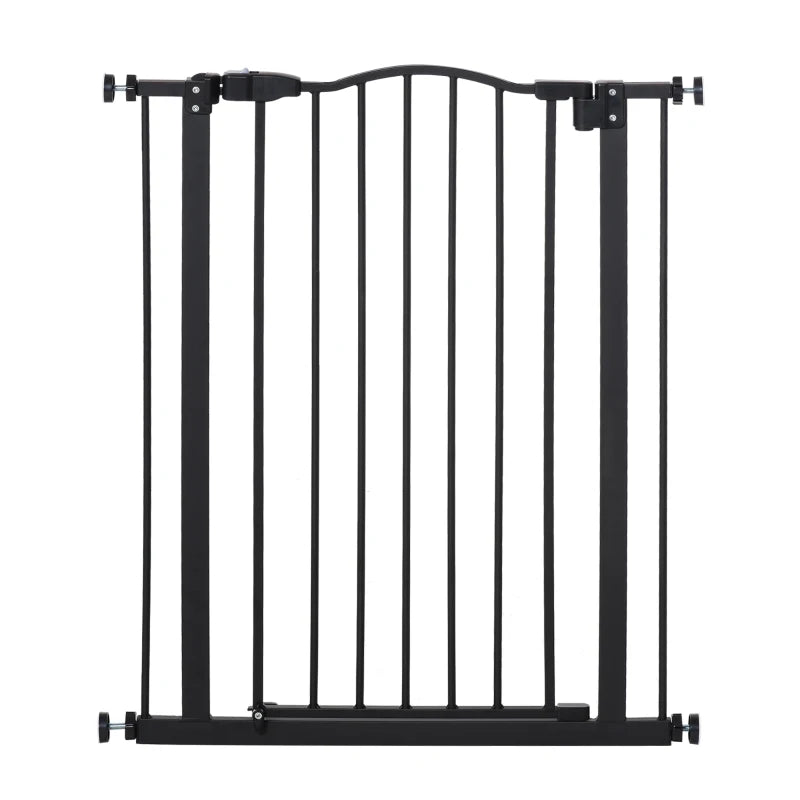 Extra Tall Dog Gate with Door, Pressure Fit, Auto Close, Double Locking for Doorways Hallways Stairs, 29"-32", Black