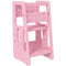 Qaba Toddler Kitchen Helper 2 Step Stool with Adjustable Height Platform and Safety Rail, Pink