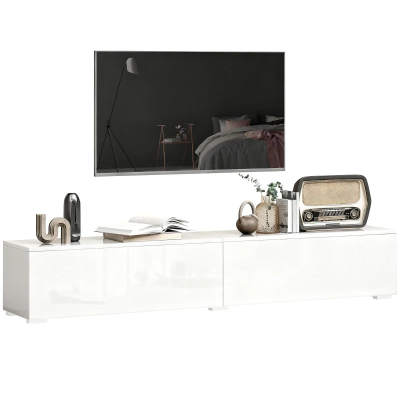 Floating TV Stand for TVs up to 75 Inch, 70.9" TV Cabinet, Entertainment Center with 2 Flip Doors, High Gloss White