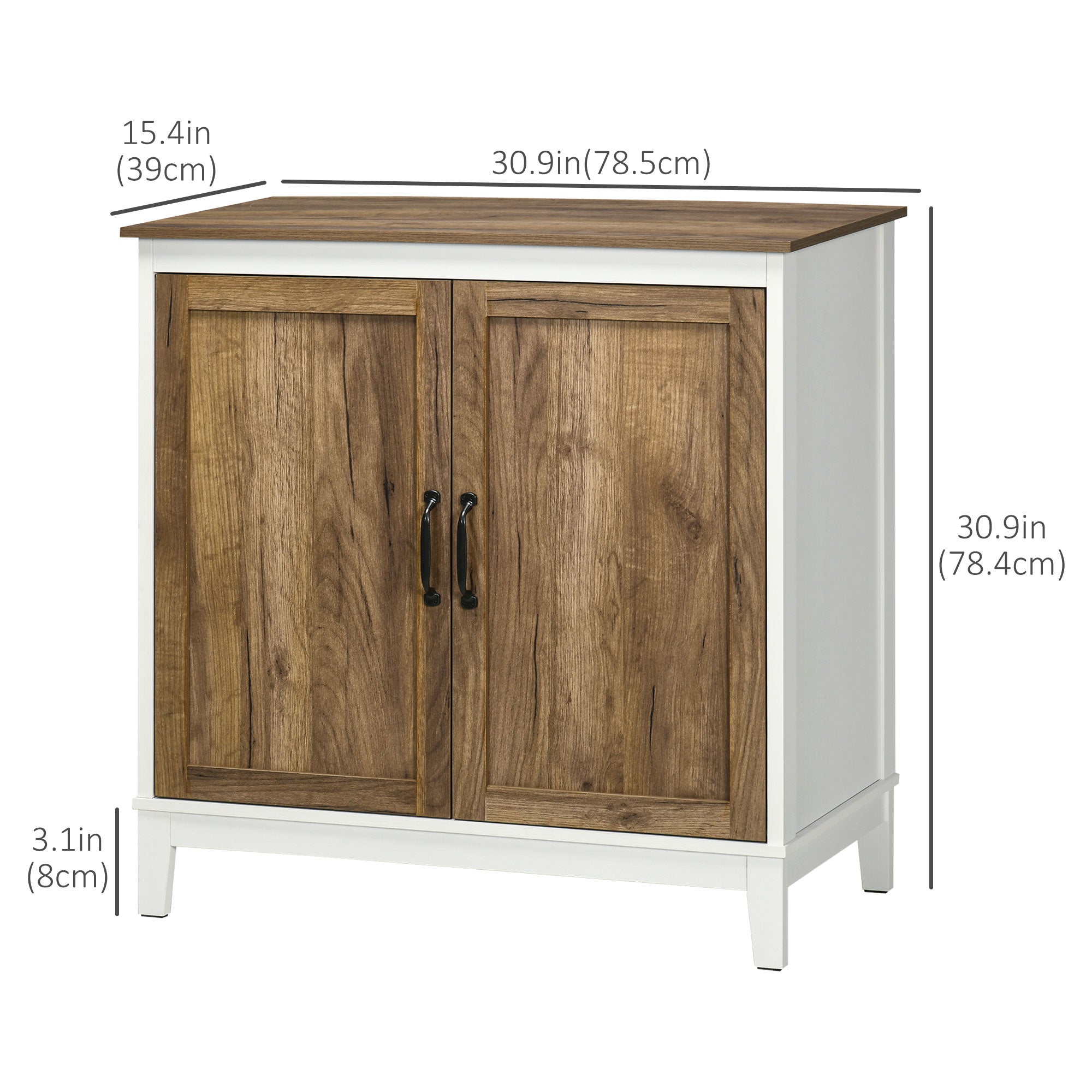 HOMCOM Dark Grey Farmhouse Sideboard: Storage Cupboard with Shelves for Cozy Kitchen & Living Room Vibes 