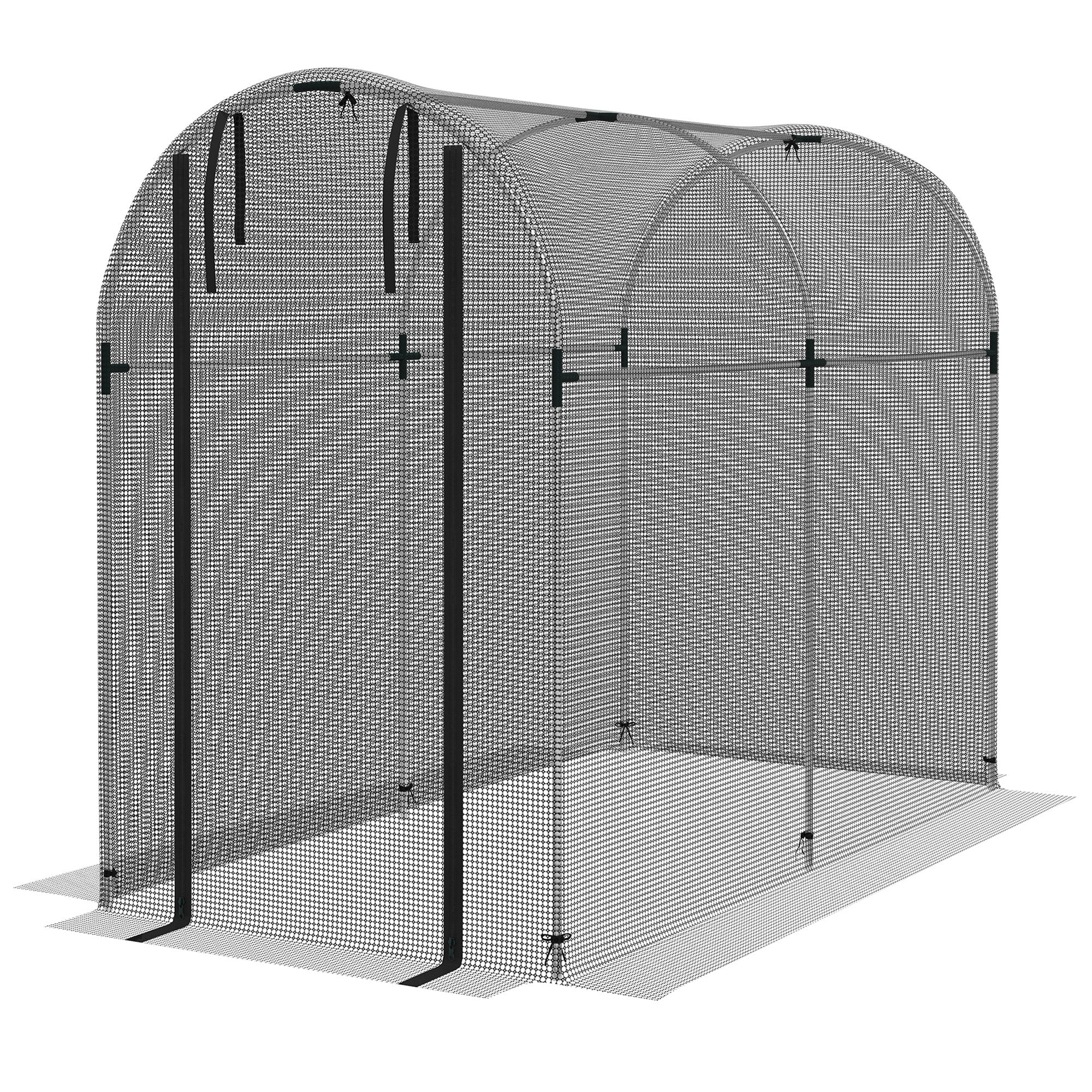 Outsunny Plant Protection Tent Galvanized Steel Crop Cage with Zippered Door 4'x8' Black for Outdoor Gardening 