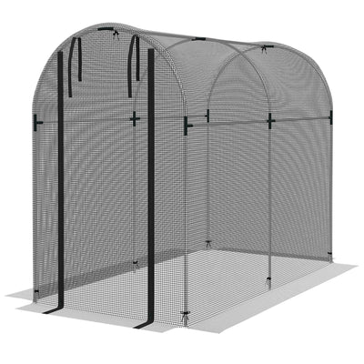 Outsunny Plant Protection Tent Galvanized Steel Crop Cage with Zippered Door 4'x8' Black for Outdoor Gardening 