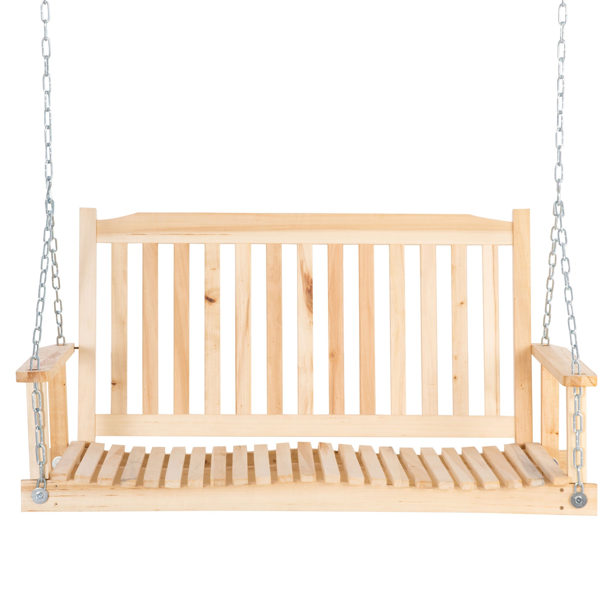 Outsunny Patio Swing Bench: 2-Person Natural Wood Design with Adjustable Hanging Chains 