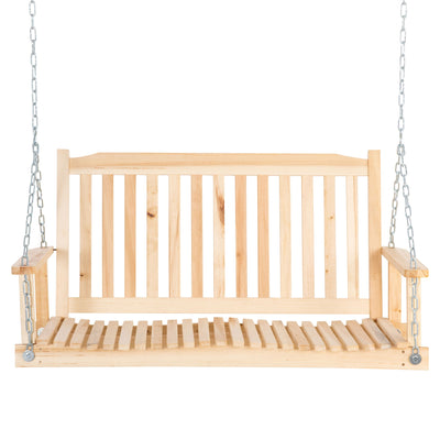 Outsunny Patio Swing Bench: 2-Person Natural Wood Design with Adjustable Hanging Chains 