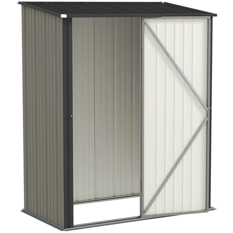 5' x 3' Outdoor Storage Shed, Steel Garden Shed with Single Lockable Door, Tool Storage Shed for Backyard, Grey