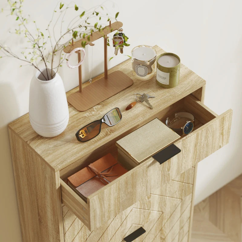 Narrow Shoe Storage Cabinet with Flip Drawers, Shoe Cabinet with Adjustable Shelves, Sliding Drawer, Holds 8 Pairs, Oak