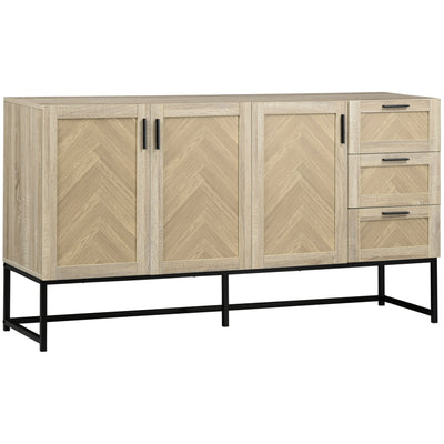 HOMCOM Rustic Buffet Sideboard Storage Cabinet with Drawers Shelves for Dining Room Kitchen Living Room 
