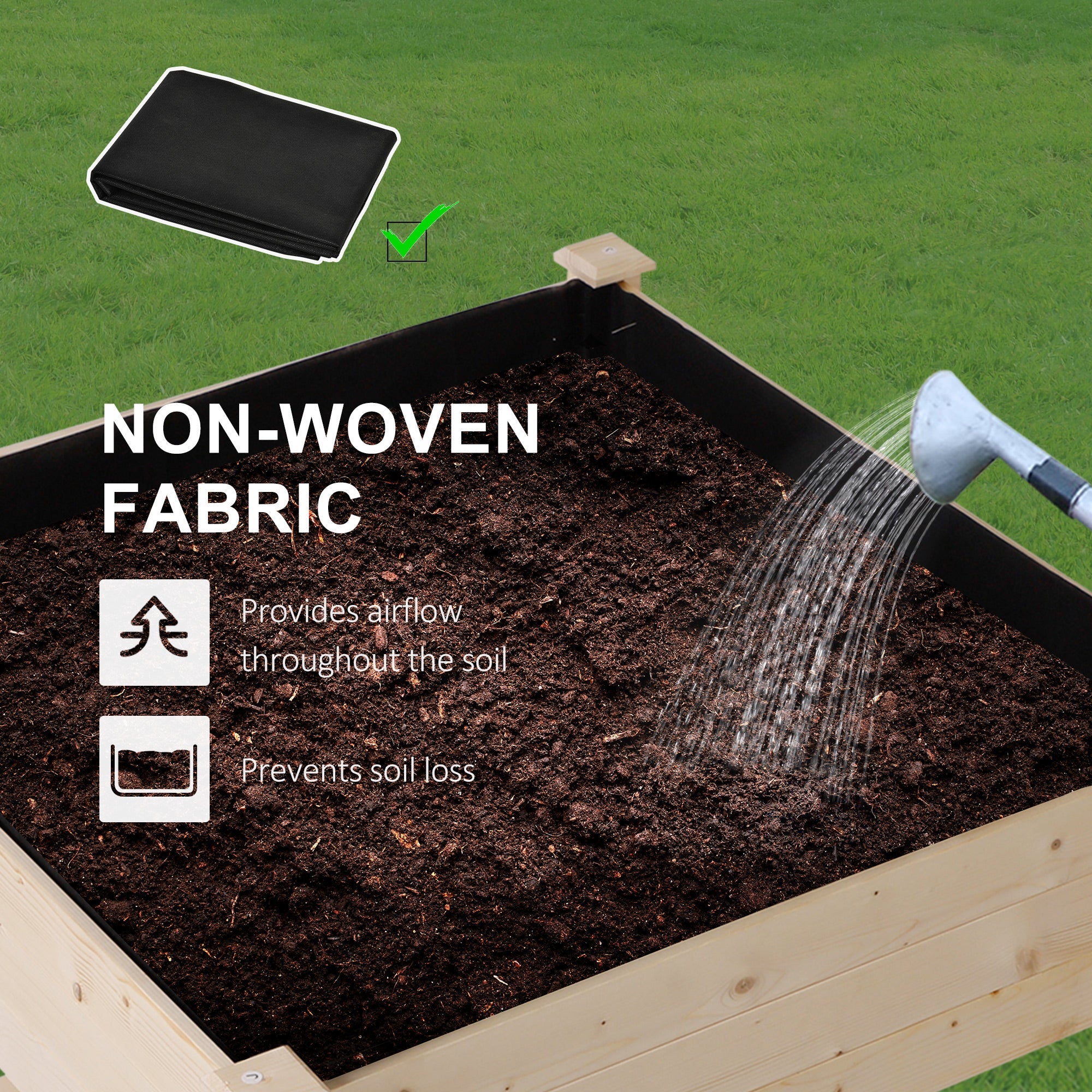 Outsunny Elevated Wooden Planter Box 35.75'' Outdoor Raised Garden Bed with Storage Shelf for Vegetables Flowers Herbs 