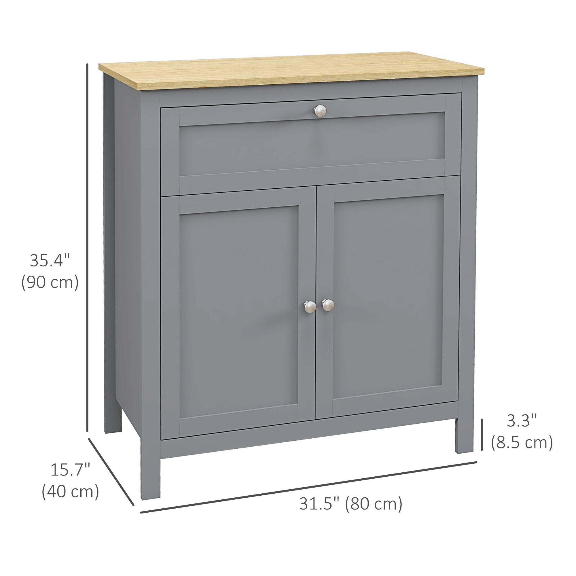 HOMCOM Buffet Storage Cabinet Buffet Table Drawer Double Door Cupboard Adjustable Shelf Living Room Entryway Grey 