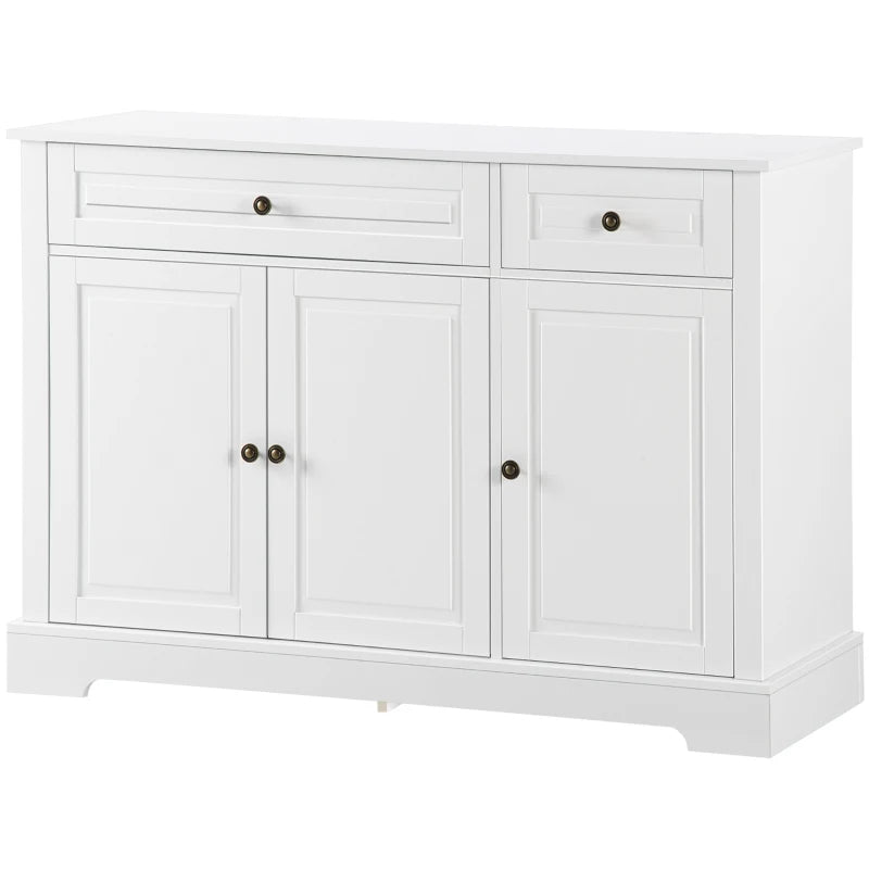 Modern Sideboard Cabinet, Buffet Cabinet with 2 Drawers and Adjustable Shelves, Buffets Tables for Dining Room, White