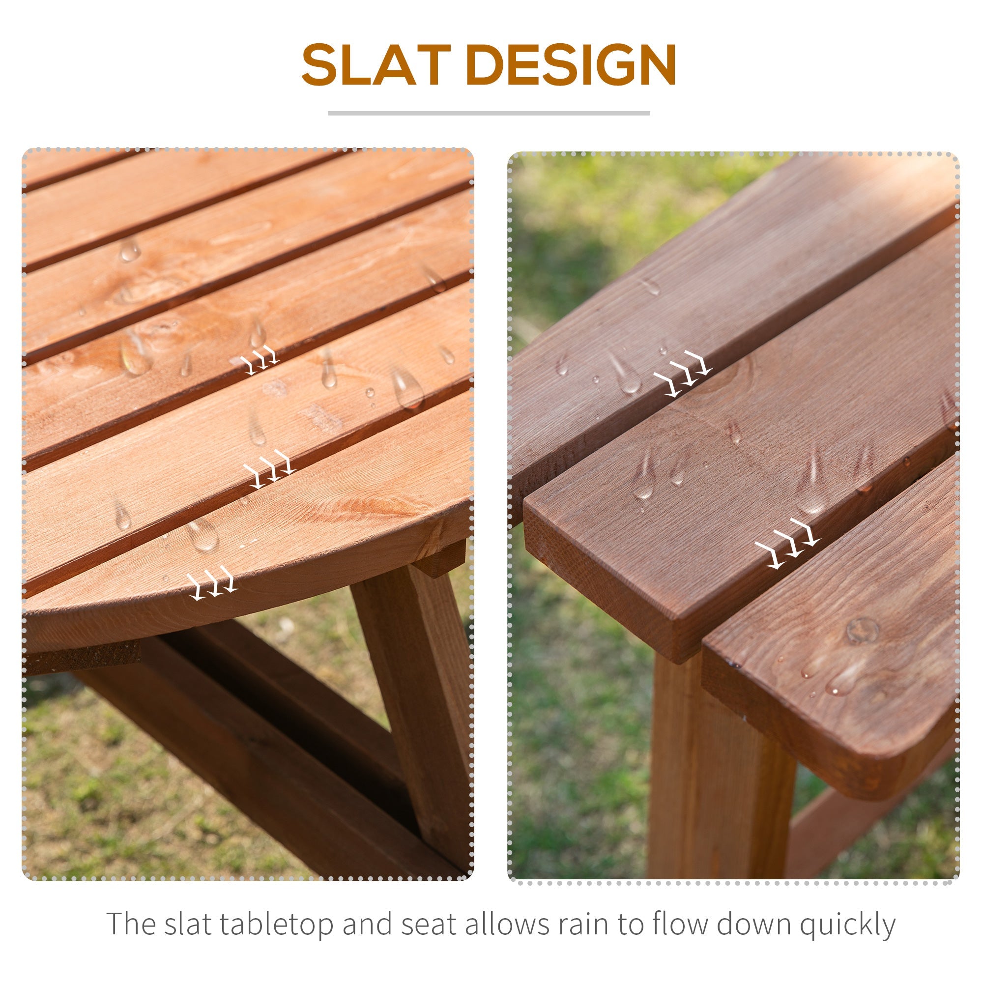 Outsunny Wooden Pub Bench 8-Person Round Picnic Table Outdoor Patio Furniture Durable 