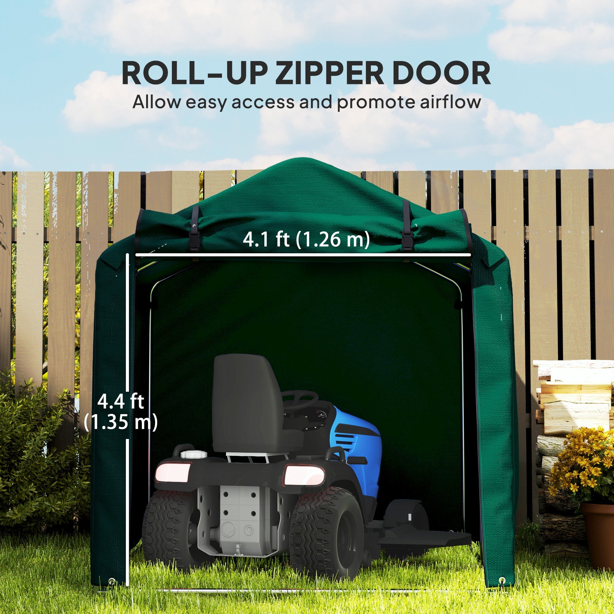 Outsunny Outdoor Storage Shed, UV Resistant Bike Tent with Roll-up Zipper Door, Portable Shed for Bike, Motorcycle, Dark Green 