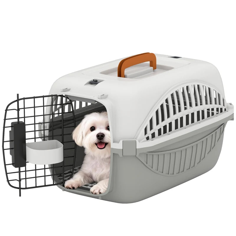 Airline Approved Pet Carrier for Mini Dogs and Cats with Steel Wire Door, Water Bowl, for Car, Airplane, Outdoor
