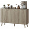 Buffet Cabinet with Storage, Modern Fluted Sideboard with Adjustable Shelves for Dining Room Living Room, Light Grey