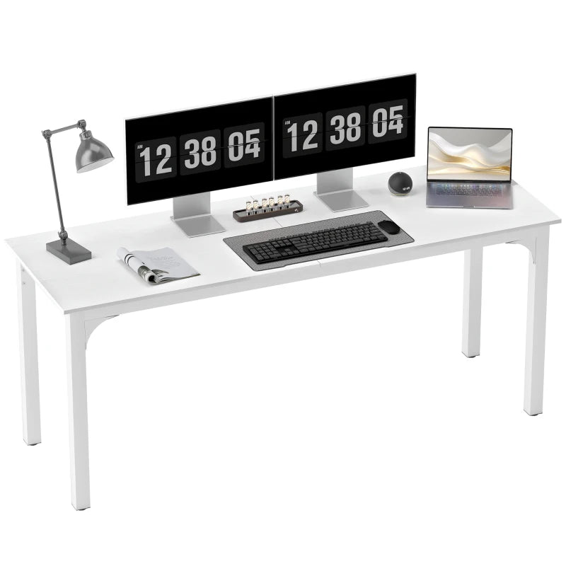 71" Computer Desk, Desktop Desk with Metal Legs, White