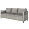 Rattan Wicker Sofa 3-Seater Outdoor Couch with Cushions for Patio Garden Grey