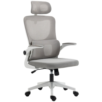 Vinsetto Ergonomic Mesh Office Chair High Back Computer Desk Chair with Adjustable Headrest Lumbar Support Armrests Height Grey 