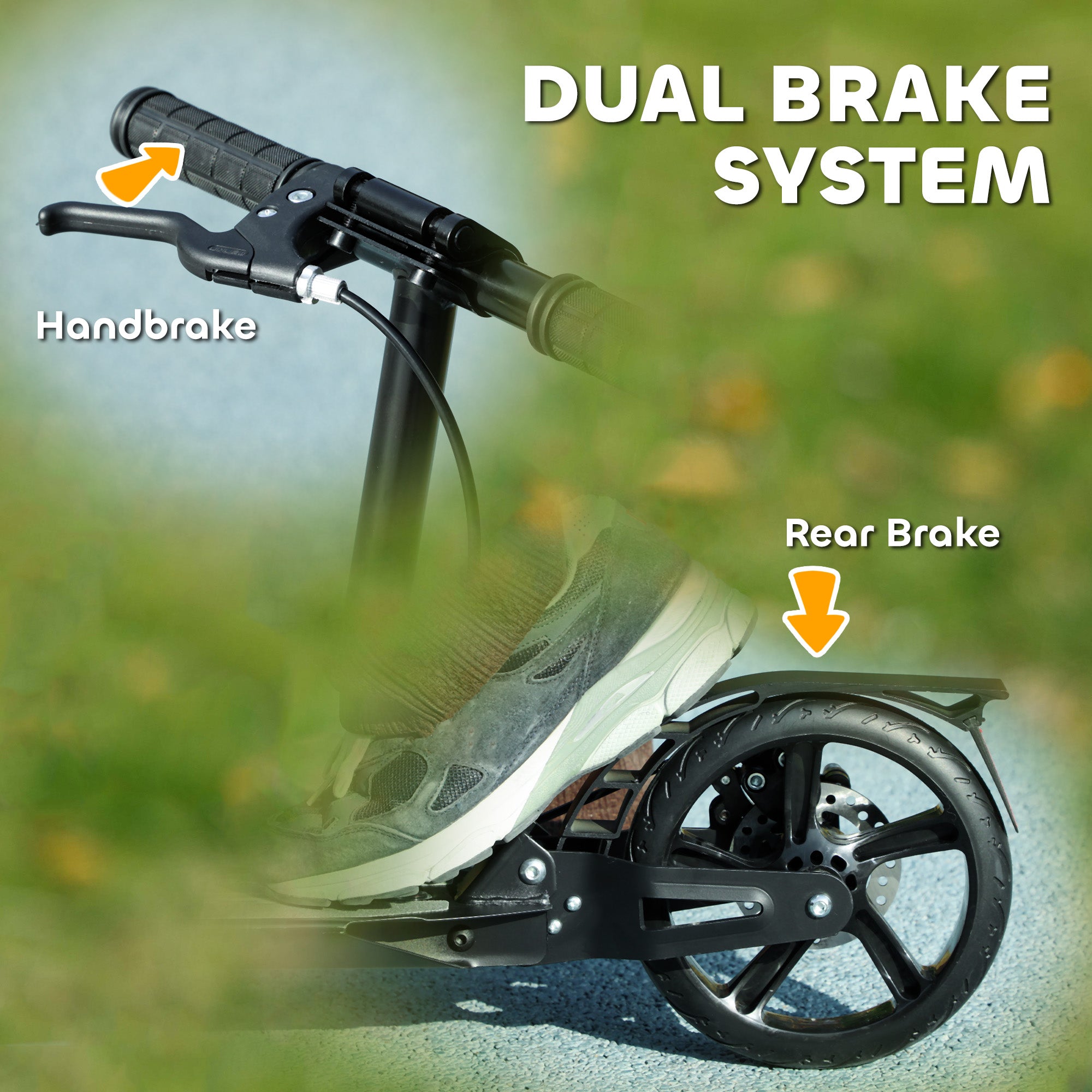 Qaba Foldable Kids Scooter with 4 Adjustable Height, Double Brake, Shock Absorption for Ages 6-12, Black 
