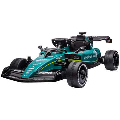 Qaba 12V Electric Go Kart, Kids Ride on Car with 4 Shock-Absorbing Wheels, Remote Control, Lights, Green 