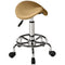 Saddle Stool, PU Leather Adjustable Rolling Salon Chair, Light Brown