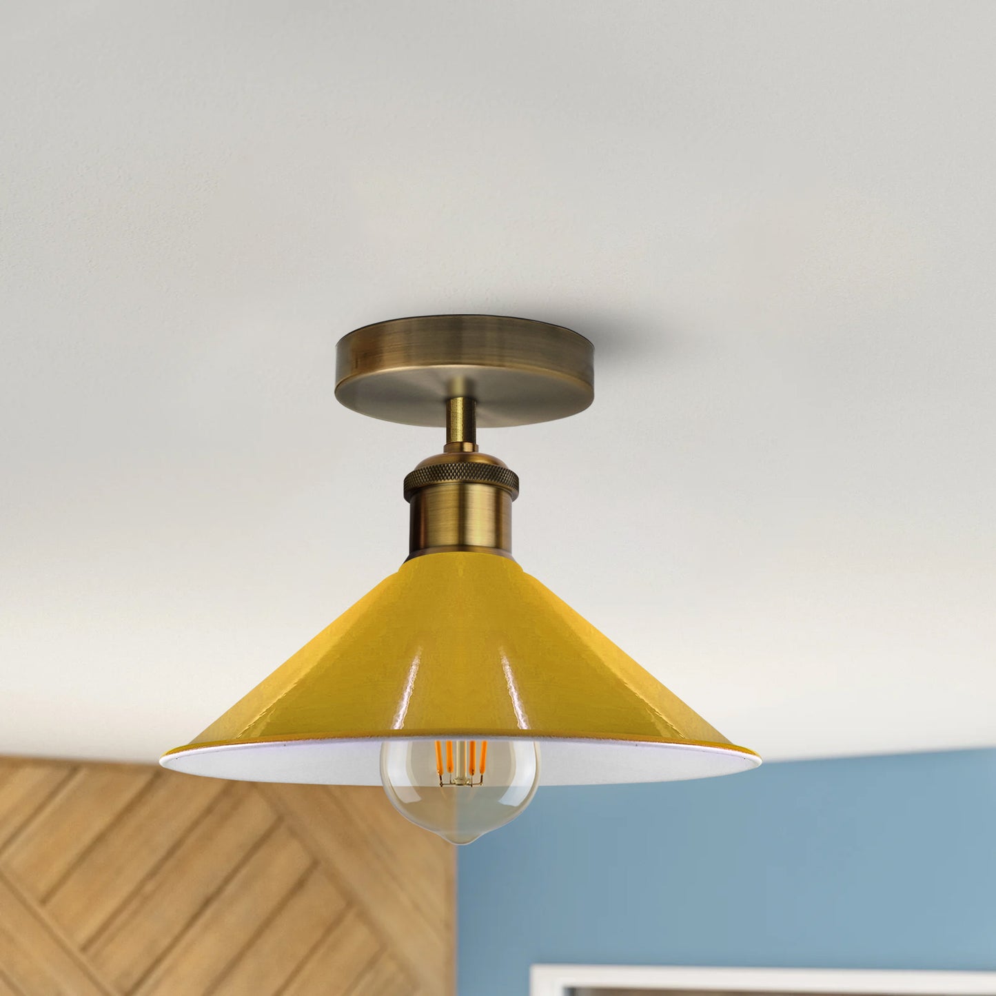 Flush Mount Metal Ceiling Light Cone Shade ~ 2149