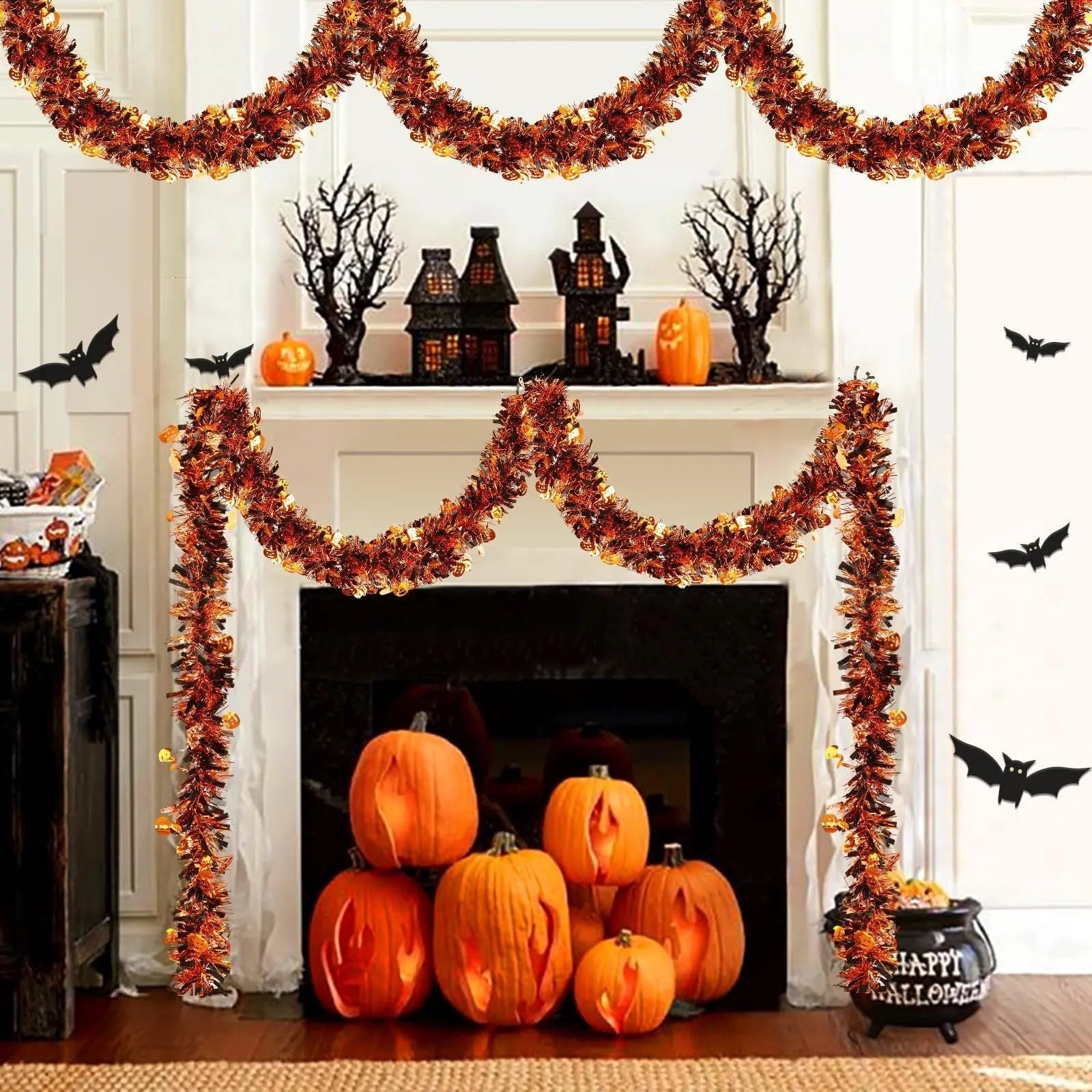 3 Pcs Halloween Decorations, Orange Metallic Tinsel Twist, 19.7 Feet-Cannot Be Listed On Amazon Platform 