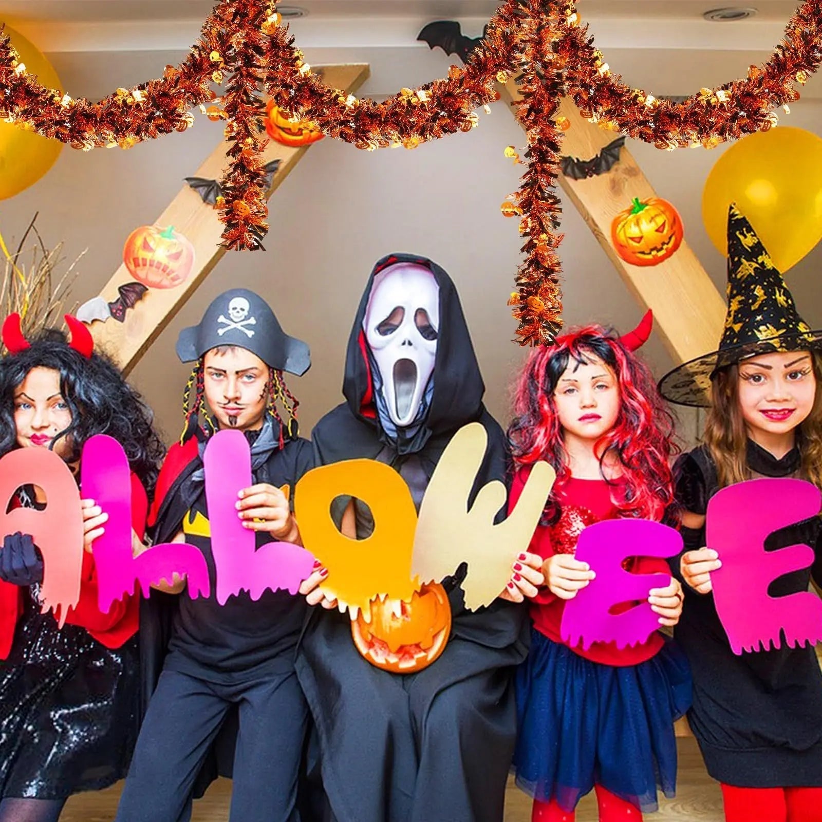 3 Pcs Halloween Decorations, Orange Metallic Tinsel Twist, 19.7 Feet-Cannot Be Listed On Amazon Platform 