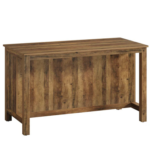 Bar Table 59" Counter Height Pub Table with 3-Tier Storage Shelves for Home Bar Kitchen Dining Room Rustic Brown