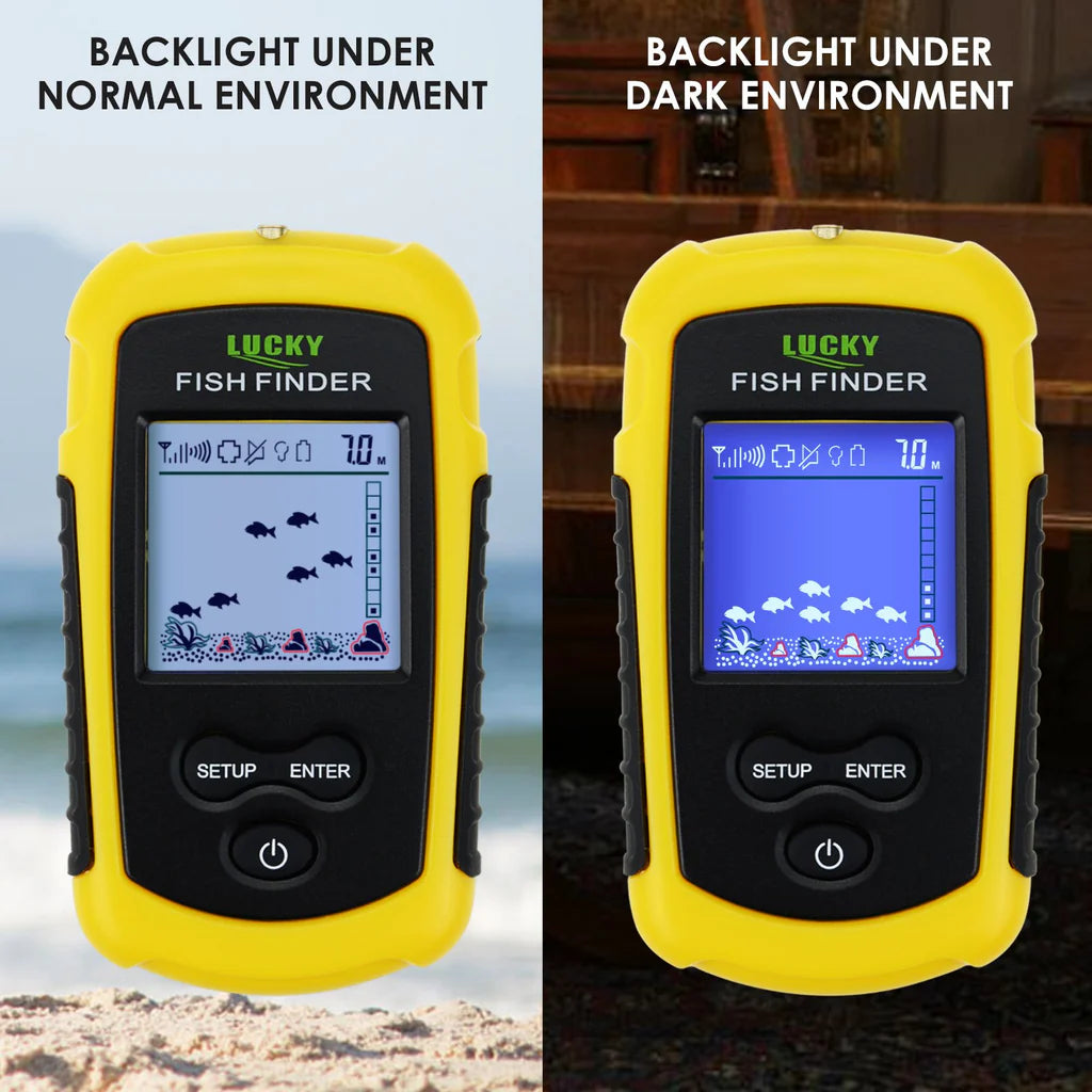 FFCW-1108-1 Wireless Fish Finder Sonar, 393 ft Wireless Range, 147 ft Depth Detection, 2" TN Anti-UV LCD Display