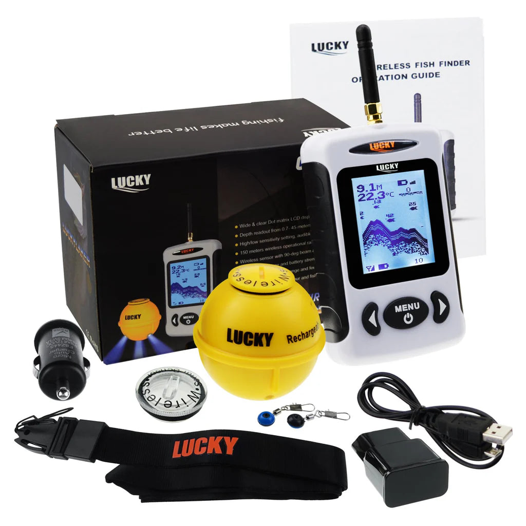 FFW-718LA Wireless Fish Finder, Rechargeable Sonar Sensor, 492 ft Wireless Range, 147 ft Depth Detection with Fish Attracting Light
