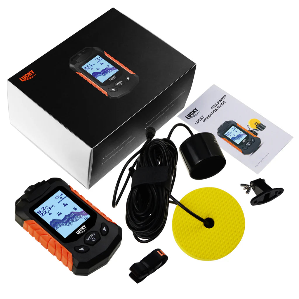 FF-168D Portable Fish Finder, 328 ft Depth Detection, 2.2" LCD Display, Wired Sonar with Fish Alarm & Zoom