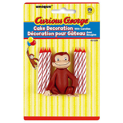 Curious George Cake Decoration with 6 Candles - Free Shipping 