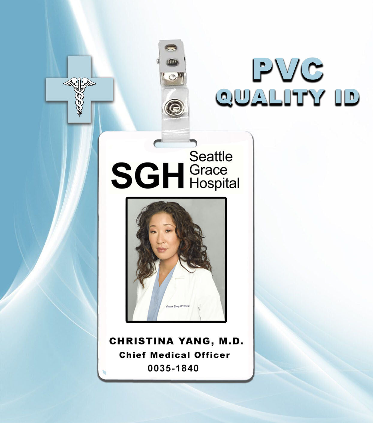 Grey's Anatomy Chritina Yang Grey Sloan Memorial Hospital ID Badge PVC 