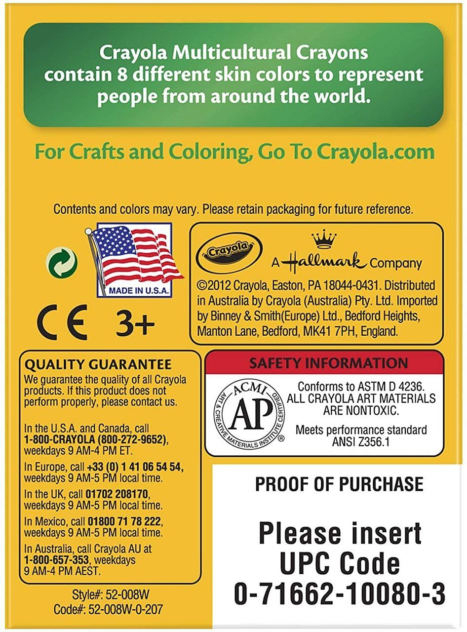 Crayola 8 Ct Multicultural Crayons - Free Shipping