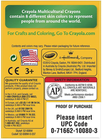 Crayola 8 Ct Multicultural Crayons - Free Shipping 