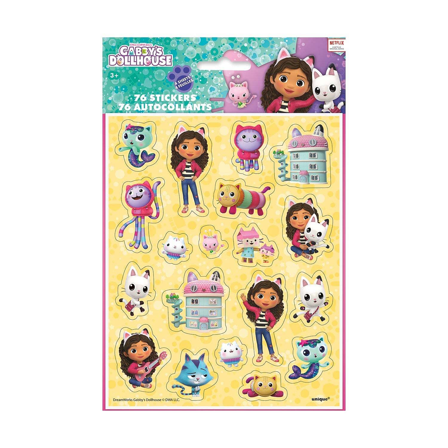 Gabby's Dollhouse Party Favor Sticker Sheets [4 per Pack] - Free Shipping