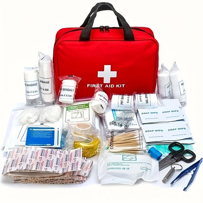 Portable First Aid Kit for Outdoor Travel - Multi-Purpose Emergency Supplies Bag with Essential Medical Equipment 