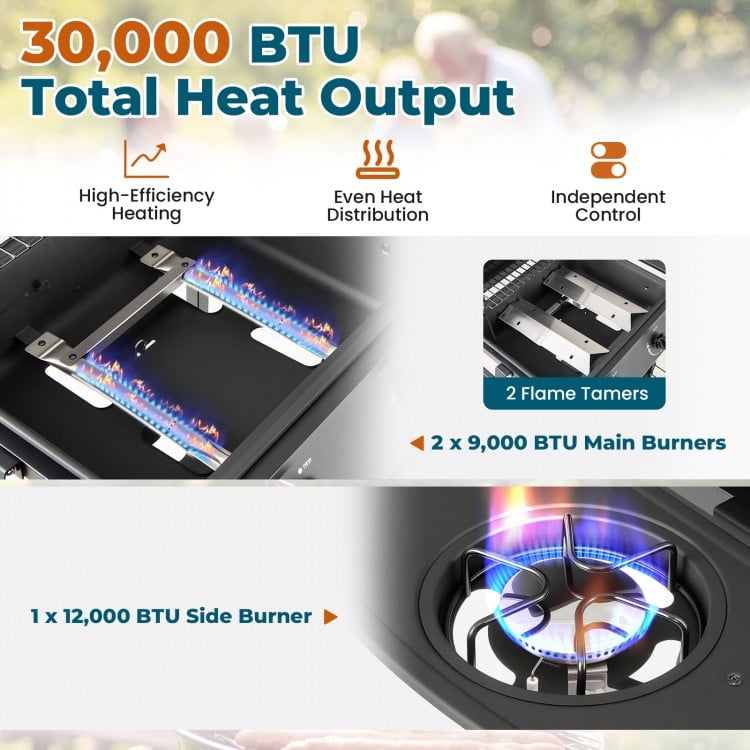30,000 BTU Outdoor Burner Propane Gas Grill on Wheels
