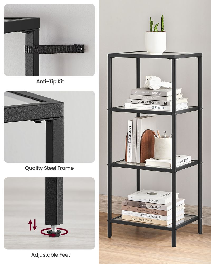 VASAGLE Bookcase, Slim Shelving Unit 