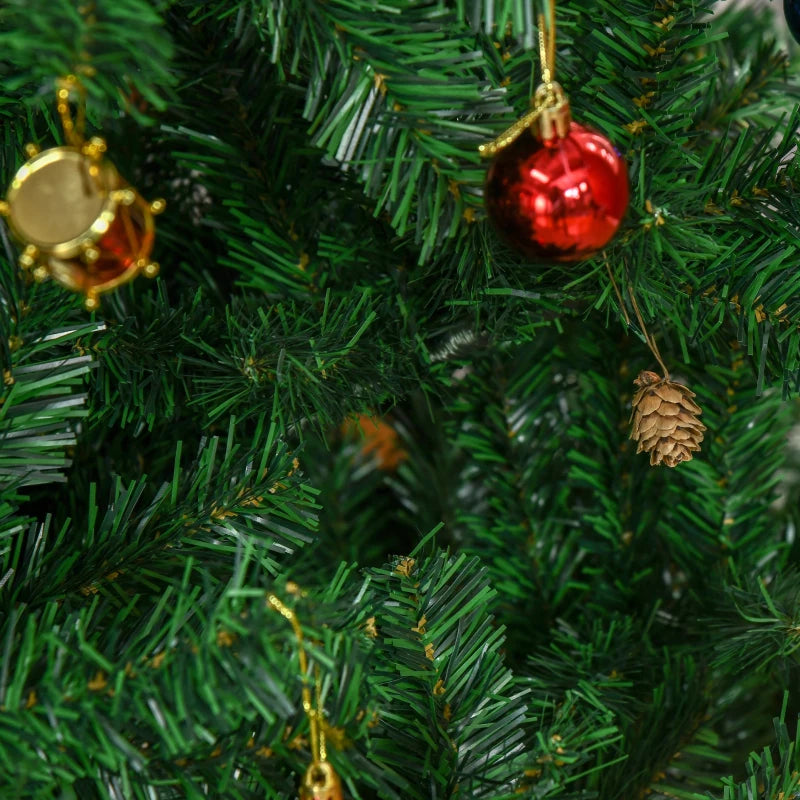 HOMCOM Green Artificial Christmas Tree with Ornaments, Holiday Xmas Decoration for Home, Office & Party 
