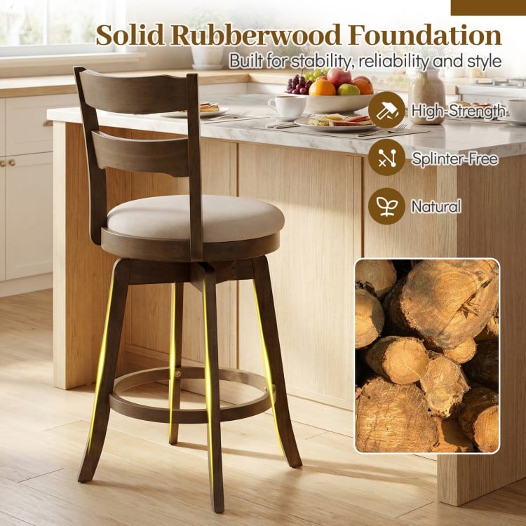 30.5 Inch Swivel Barstools with Backrest & Upholstered Seat-Set of 2