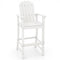 30 Inches Counter Height Outdoor HDPE Bar Stool with Armrests and Footrest-White